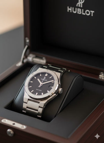 Hublot Classic Fusion Stainless Steel Chain Titanium Black Dial