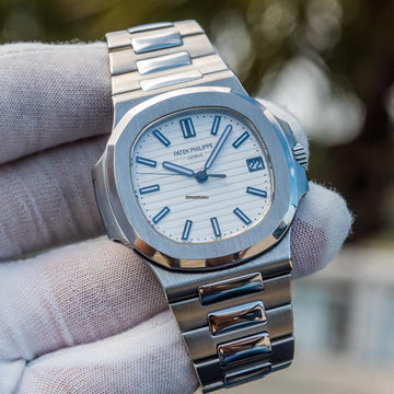 Patek Philippe Nautilus White Dial Silver Chain
